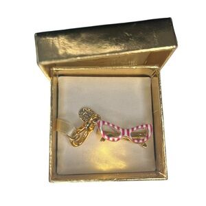 New in Box Juicy Couture pink striped cat eye glasses 2014 charm bracelet
